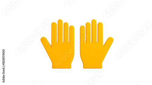 Yellow hand icon pair flat style isolated on transparent background symbolizing greeting stop or high five suitable for digital communication cheerful and friendly design