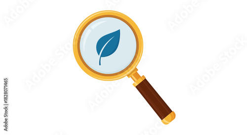 Eco-friendly search icon with magnifying glass and leaf symbol