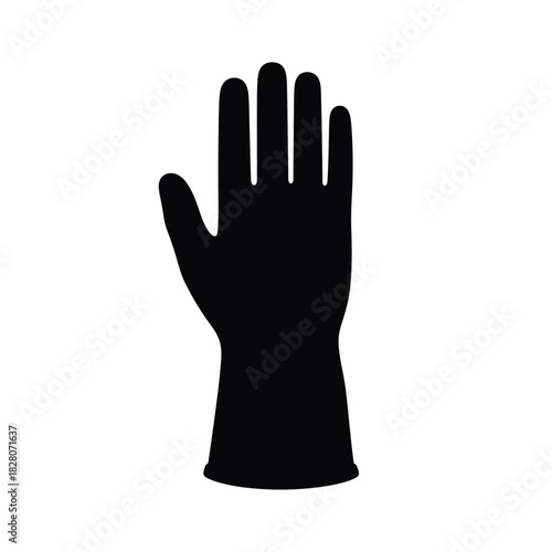 Black silhouette of a hand wearing a glove protection