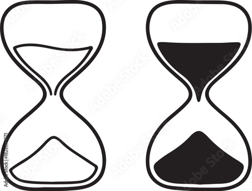 Two Hourglass Icons One Empty One Full With Sand time timer on transparent background