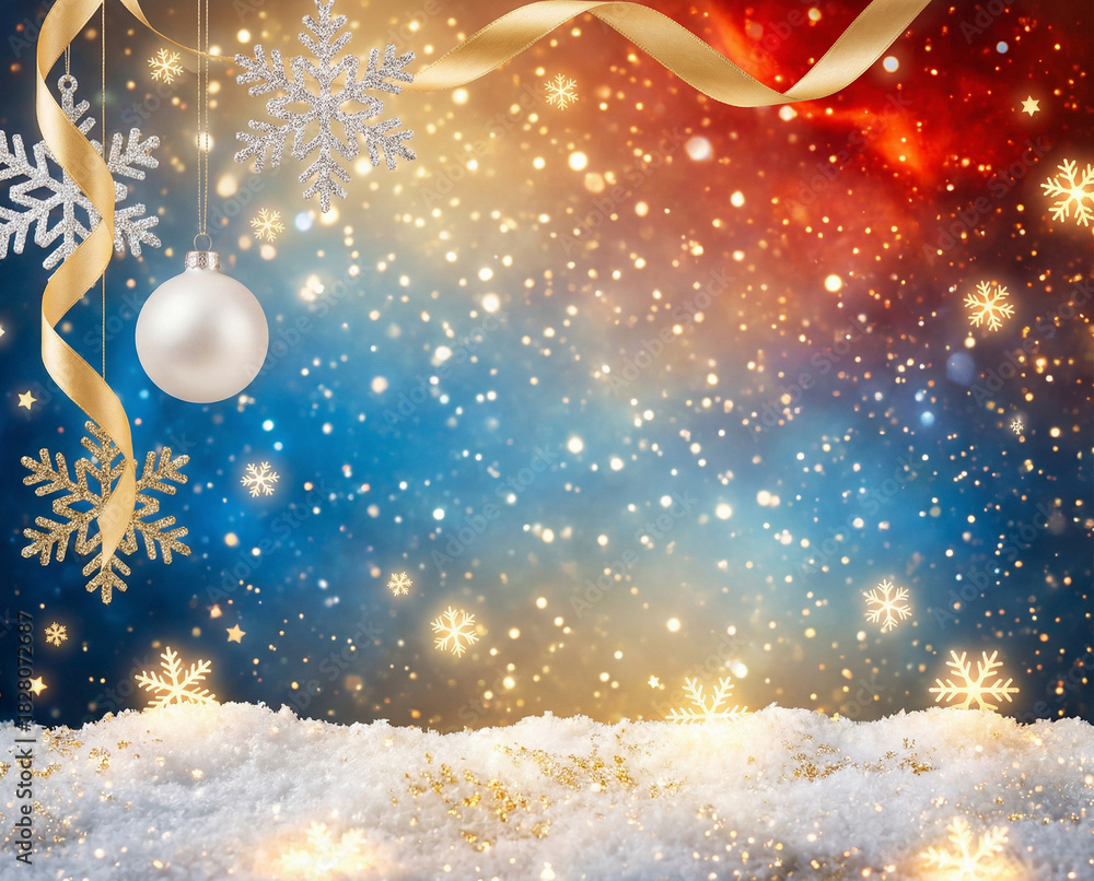 Obraz premium red christmas background with christmas tree