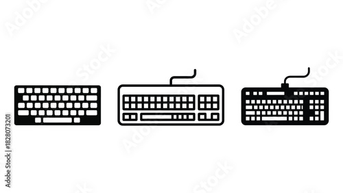 Set of keyboard icons minimalist flat vector design Isolated on transparent background, png