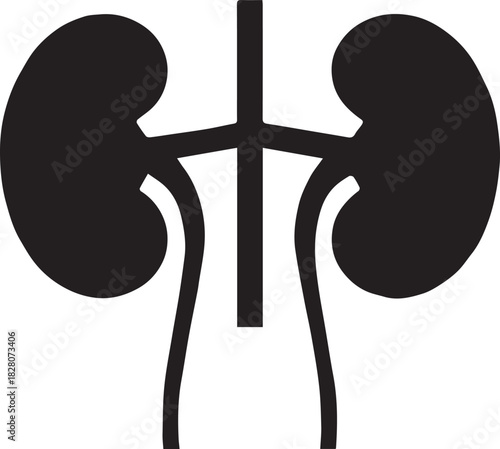 Minimalist Black Kidney Vector for Health and Wellness