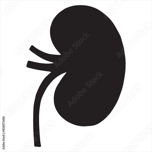Minimalist Black Kidney Vector for Health and Wellness