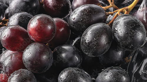 A bunch of grapes with a wet surface