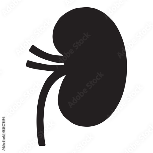 Minimalist Black Kidney Vector for Health and Wellness