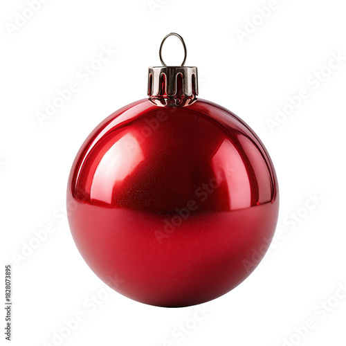 Glossy Red Christmas Bauble — Isolated on White