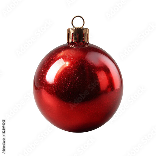 Glossy Red Christmas Bauble — Isolated on White