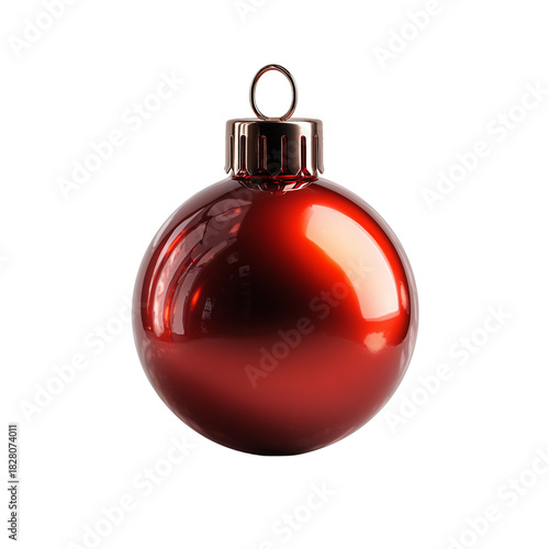 Glossy Red Christmas Bauble — Isolated on White