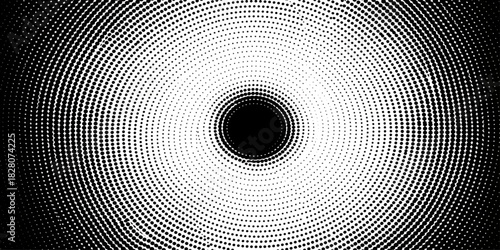 Black and white abstract background design with spiral pattern and digital wave line texture