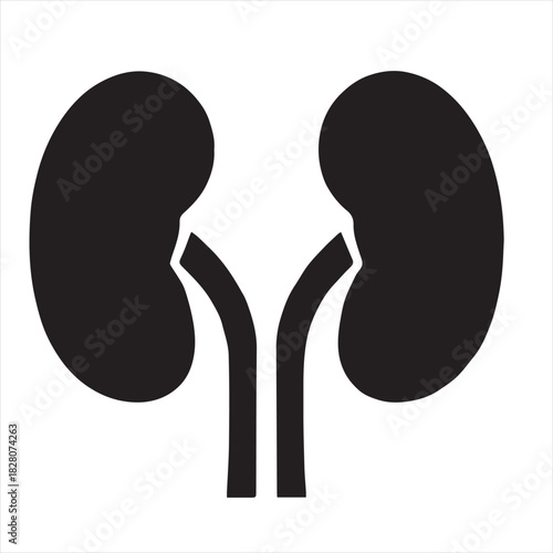 Minimalist Black Kidney Vector for Health and Wellness