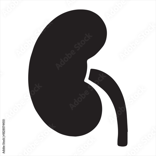 Minimalist Black Kidney Vector for Health and Wellness