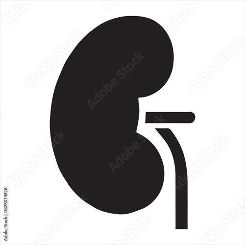 Minimalist Black Kidney Vector for Health and Wellness