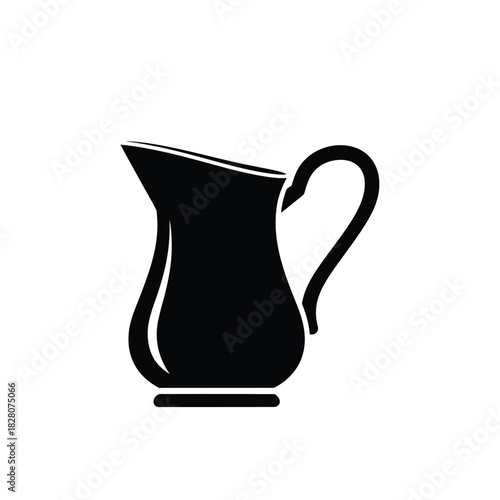 Black silhouette of a pitcher on white background vessel