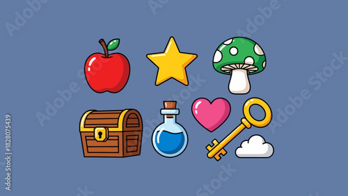 Game elements and items illustration.