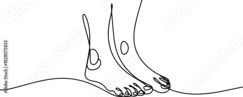 Continuous one line drawing of barefoot . Single line drawing illustration of barefoot . Concept vector art. one line Icon drawing