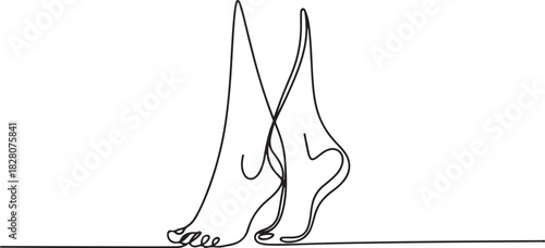 Continuous one line drawing of barefoot . Single line drawing illustration of barefoot . Concept vector art. one line Icon drawing