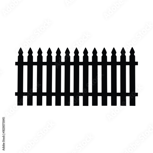 Picket fence silhouette isolated on white background silhouette