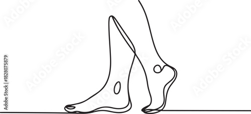 Continuous one line drawing of barefoot . Single line drawing illustration of barefoot . Concept vector art. one line Icon drawing