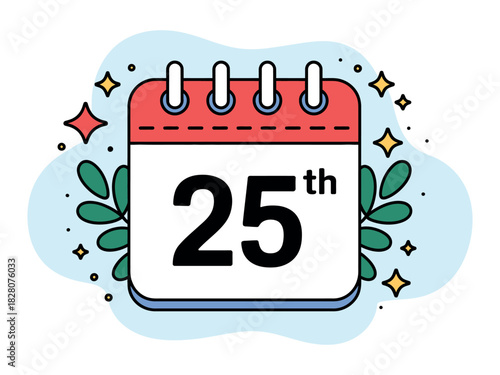 Cartoon calendar showing the date the twenty fifth day