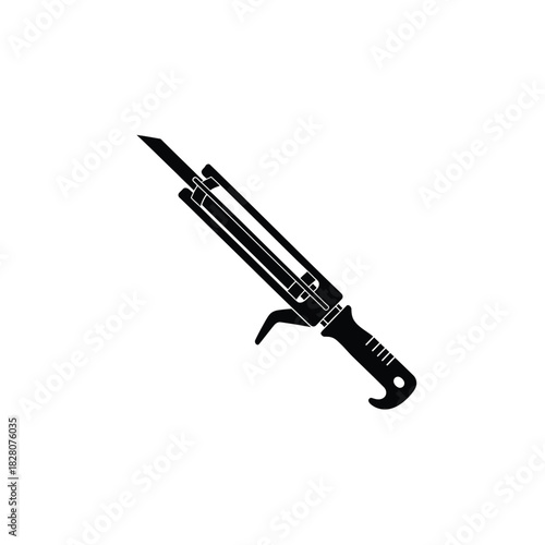 Black silhouette of a retractable utility knife tool