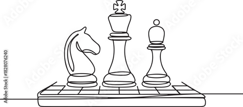 Continuous one line drawing of Chess Day celebrates. Single line drawing illustration of Game of strategy and intellect. one line Icon drawing