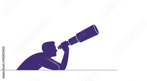 A silhouette of a person looking through a telescope, symbolizing exploration and discovery.