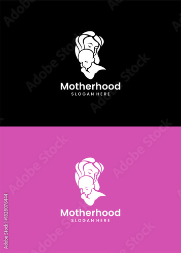 Minimalist Motherhood Logo with Abstract Mother and Child Symbol