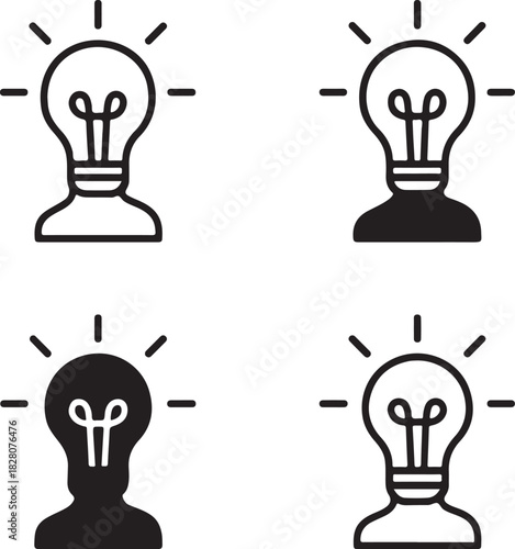 Idea generation icon, innovative thinking concept, brainstorming tracker, creative idea development, ideation workflow tool, innovative concept tracker, isolated black vector, minimal thin stroke