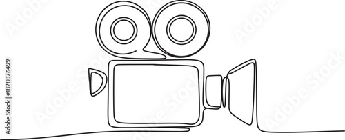 Continuous one line drawing of Movie camera. Single line drawing illustration Cinema camera. one line Icon drawing