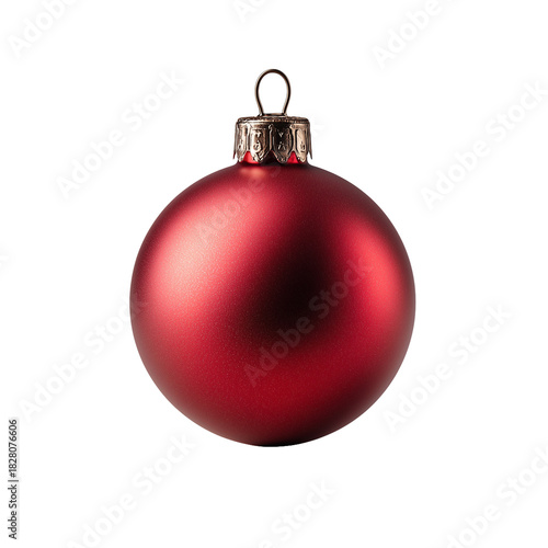 Matte Red Christmas Bauble — Non-Glare Finish (Isolated on White)