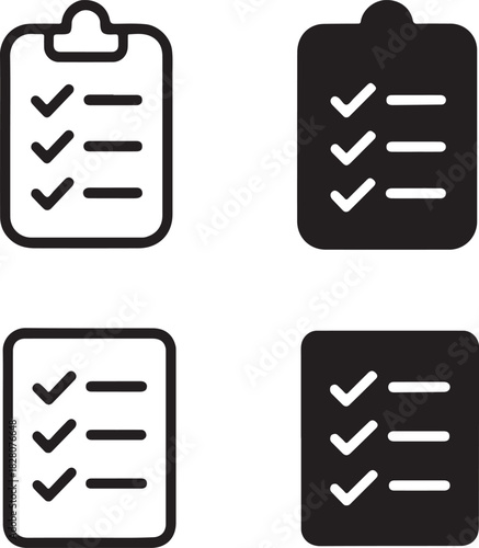 Productivity checklist icon, task completion list, project tracker checklist, workflow monitoring tool, productivity task tracker, task management checklist, isolated black vector, minimal thin stroke