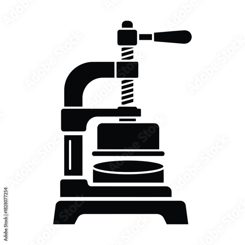 Black silhouette of a screw press machine tool equipment