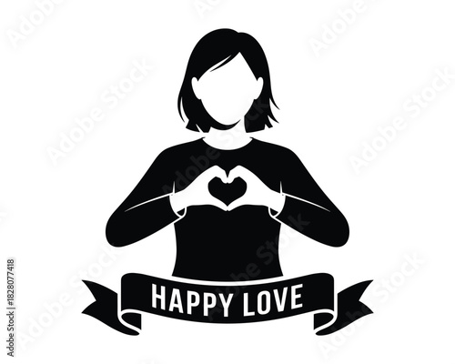 Woman making heart shape with hands expressing happy love 