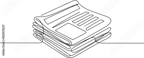 Continuous one line drawing Stack of news newspapers. Single line drawing illustration of News newspapers. one line Icon drawing