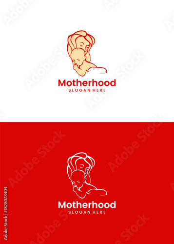 Minimalist Motherhood Logo with Abstract Mother and Child Symbol