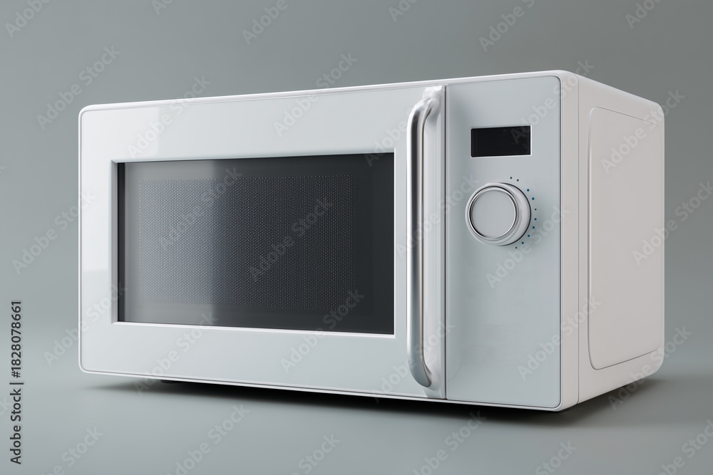 Fototapeta premium A white microwave oven with a black screen