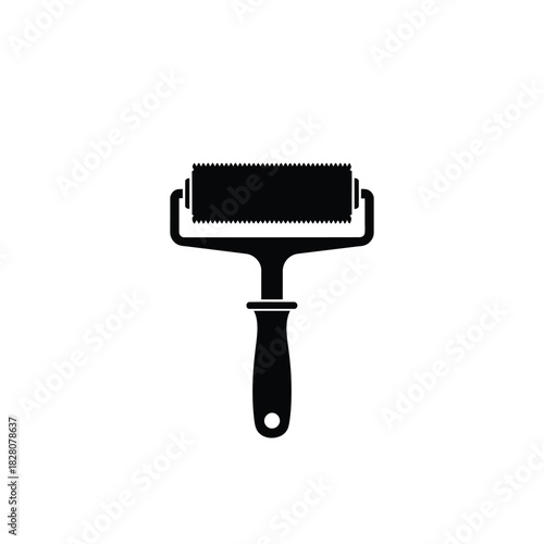 Black silhouette of a serrated roller tool white