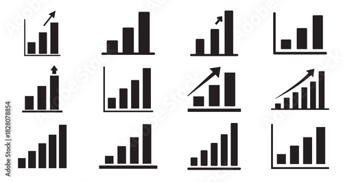 Set of Growth bar graph icon, Growth bar graph vector collection