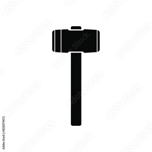 Black silhouette of a sledgehammer on white background