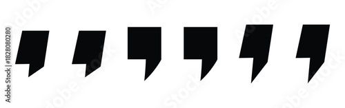 Inverted commas icon set. Different shapes inverted flat commas icon set on white page. Quote mark sets on white background. Black dark isolated quote icons set on white background. EPS 10. 