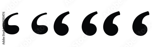 Black dark isolated quote icons set on white background. Inverted commas icon set. Different shapes inverted flat commas icon set on white page. Quote mark sets on white background. EPS 10. 