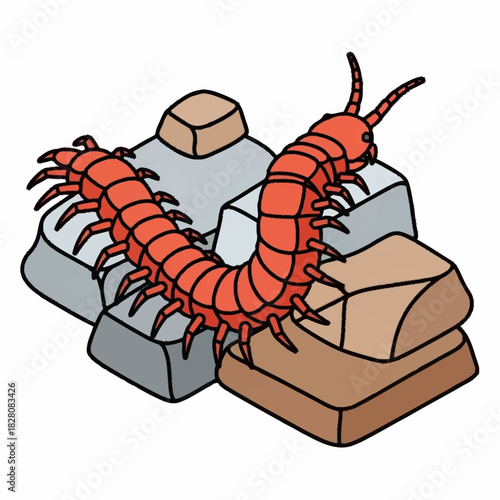 Vibrant Centipede Crawling on Rocks Depicting Insect Life and Nature.
