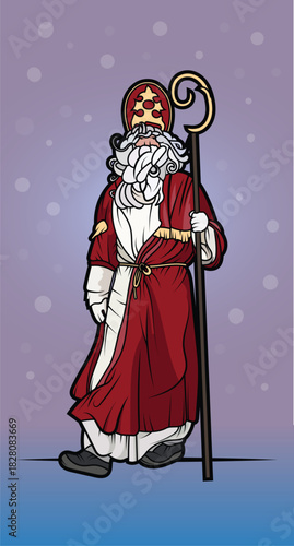 Illustration of Sinterklaas a legendary figure based on Saint Nicholas