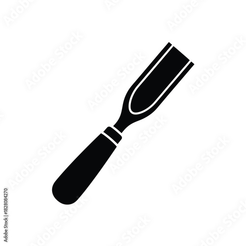 Black silhouette of a wood chisel tool carving woodworking