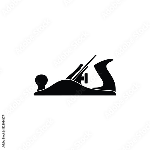 Black silhouette of a woodworking hand plane tool carpentry