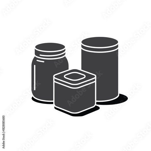 Three containers in different shapes are presented on a white background.