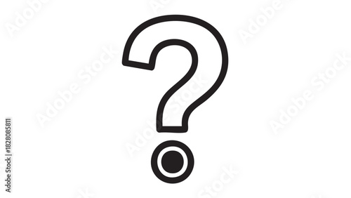 A bold, black question mark outlined against a white background, signifying inquiry and uncertainty