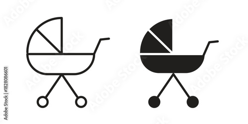 Baby carriage icon line illustration background. icon concept vector