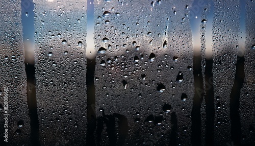 Water Drops After The Rain In A Dark Window